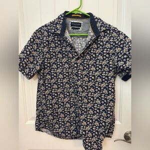 Denim & Flower Men's Navy Floral Button Down Shirt medium